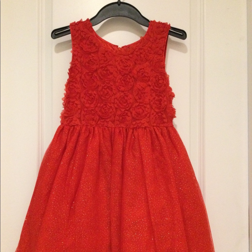 Red floral sparkle sleeveless dress